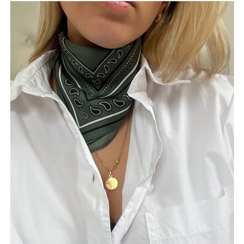 Lescarf Green Paisley Silk Scarf